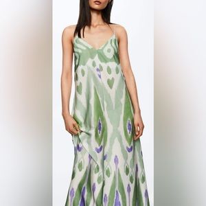 Maxi length silk tulip watercolor dress